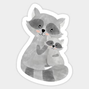 Raccoon Mom And Baby Sticker